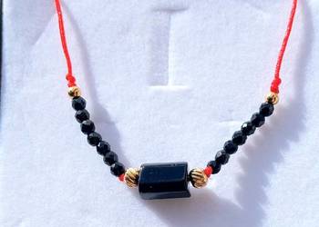 BRANSOLETKA TALIZMAN KAMIEŃ TURMALIN 316L REGULOWANA SZNUREK