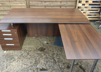 Biurko gabinetowe z kontenerkiem, dostawką i regałem PRAWE LEWE 2 sztuki