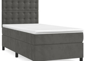 Łóżko kontynentalne z materacem i LED szary aksamit 90x200 cm WM-3136342