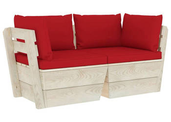 Ogrodowa sofa 2-osobowa z palet z poduszkami drewno świerkowe WM-3063390