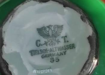 Carl Tielsch* srebro*zieleń* perełka wśród porcelany* filiżanka ko