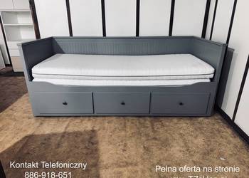 IKEA HEMNES Łóżko Leżanka z 3 szufladami, 2 materace IKEA ,szare Transport