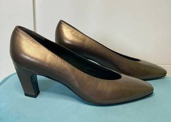 Nowe brązowe metaliczne buty czółenka Stuart Weitzman luksus