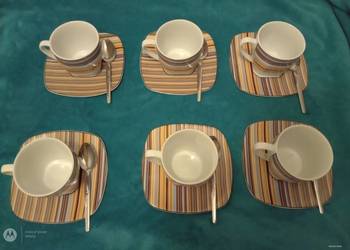 Sprzedam zestaw kawowy filiżanki, spodek, łyżeczka 6 szt.