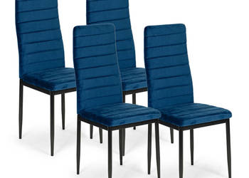 Krzesła z wyprofilowanym oparciem- VELVET NIEBIESKI - 4 sztuki