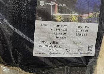 2m x 3m Czarny balkonowy ekran prywatności, ostona przeciwwiatrowa,siatka n