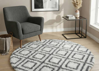 Dywan okrągły do salonu shaggy DECOR antypoślizgowy miękki puszysty 140x14…