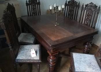 antyczny stul rozkladany plus 6 krzesel