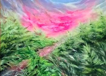 Obraz ręcznie malowany 40/30cm w ramie z passe-partou