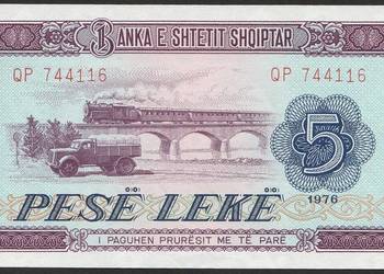 ALBANIA 5 LEKE 1976  - stan bankowy UNC