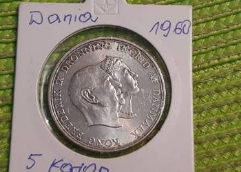 moneta srebrna Danii 5 koron z 1960r