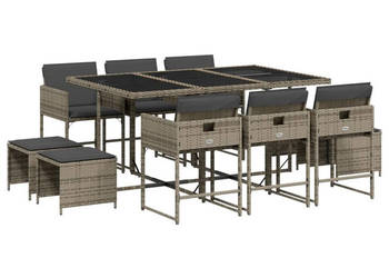 11-cz. zestaw mebli do ogrodu z poduszkami szary rattan PE WM-3278095