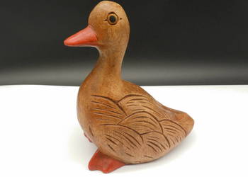 Ręcznie Rzeźbiona Drewniana Figurka Kaczki