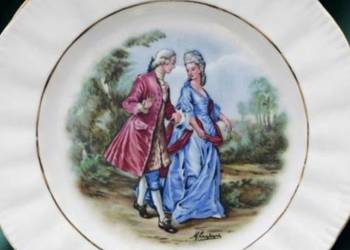 Angielska porcelana kostna* dekoracyjny talerz ze scenką