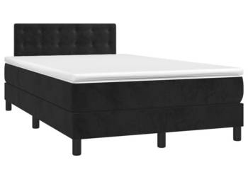 Łóżko z Materacem Kontynentalne Czarne Aksamit LED 120x200cm WM-3134635