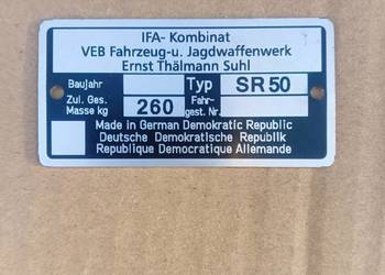 Tabliczka znamionowa Simson Sr 50