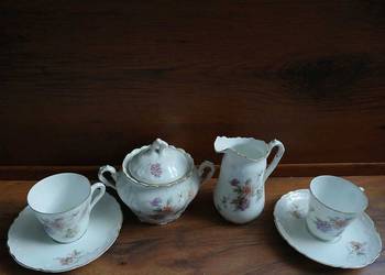 Przedwojenny zestaw porcelany Jager wzór Gloriette kwiaty