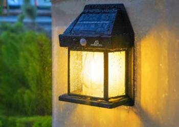 Lampa Solarna Kinkiet  Ścienny Latarnia Żarówka Halogen LED