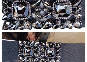 Stylowy biżuteryjny pasek damski-elastyczna guma, efektowna klamra 70cm