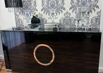 Zestaw dwóch czarnych komód Glamour pełny lakier