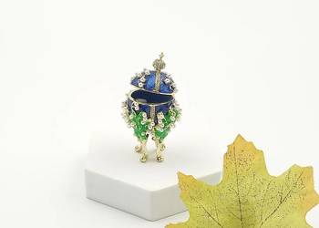 Jajko faberge pojemniki szkatułka małe niebieskie styl wiktoriański