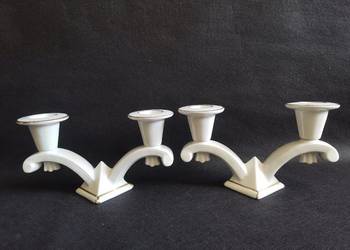 Stara przedwojenna porcelana 2 świeczniki Art Deco