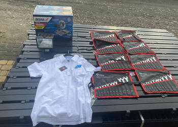 BEZ MINIMALNEJ Zestaw nowych narzędzi UKOŚNICA, 8 x klucze 6-22, lampa z c…