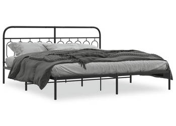 Łóżko Metalowe Czarne Rama Łóżka Ze Stelażem 200x200 cm WM-377124