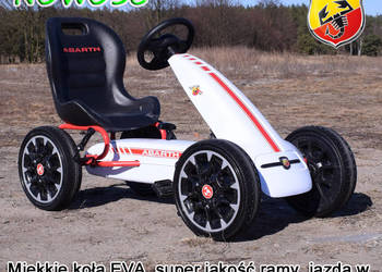 BAWIBUS.PL pojazd GOKART NA PEDAŁY pompowane koła auto jeździk ABARTH biały