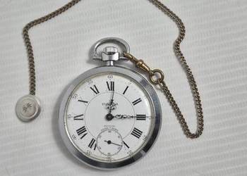 Klasyczny zegarek kieszonkowy DUGENA – 17 Rubis, Sprawny! + Łańcuszek