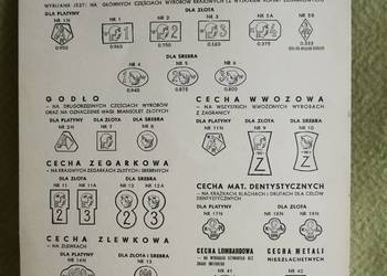 Oryginalna TABELA CECH PROBIERCZYCH 1958 r. Antyk dla Jubilera