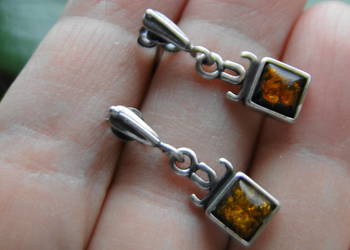 Stare kolczyki srebro i bursztyn