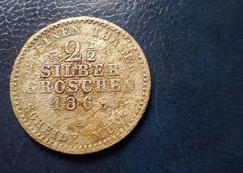 Stare monety 2 1/2 srebrnego grosza 1868 A Niemcy srebro