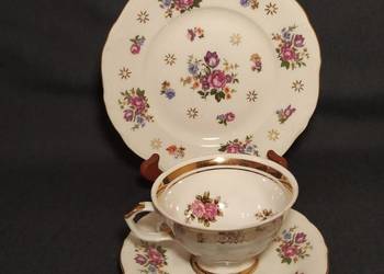 Elegancki Zestaw Śniadaniowy Trio – Fine China (GDR) | Motyw Kwiatowy