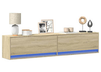 Ścienna szafka pod TV z LED dąb sonoma 180x31x38 cm WM-3307949