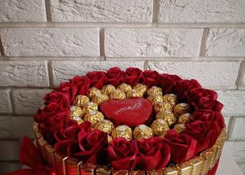 Tort Merci Zestaw słodyczy Kosz prezentowy słodki bukiet