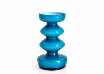Wazon Szklany Space Age Pop Art Blue Friedrich Kristall Lata 70. Vintage