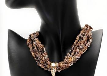 Naszyjnik Muszelkowy Kolia Boho Masa Perłowa Duży Wisior Złoty Glamour