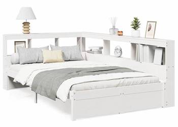 vidaXL Łóżko z regałem, bez materaca, białe, 120x200 cm(SKU:3324355)