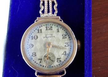 Damski dawny zegarek, złoto 585, retro, La Rochette, szwajcarski mechanizm