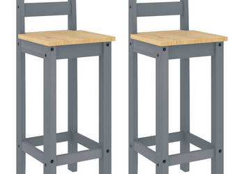 Krzesła barowe 2 szt. szare lite drewno sosnowe WM-4005694