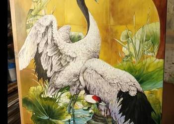 ? Obraz olejny „Żurawie” – ręcznie malowany