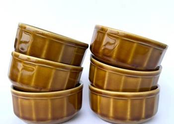 Miseczki Mirostowice zestaw 6 sztuk kokilki brązowa kamionka PRL vintage de