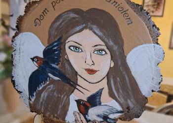 Obraz malowany ręcznie na plastrze brzozy