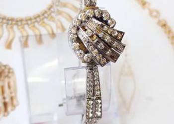 Zegarek retro Rotary ze srebra 925 z kamieniami 1960