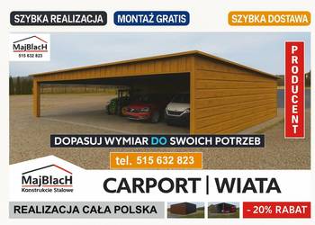 DREWNOPODOBNY CARPORT WIELOSTANOWISKOWY |Wiata Samochodowa – Maj-Blach