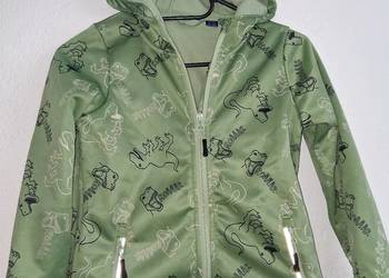 Zielona kurtka dziecięca z dinozaurami ? kaptur, zamek