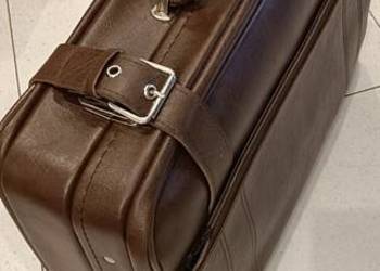 Ładna skórzana torba podróżna vintage PRL