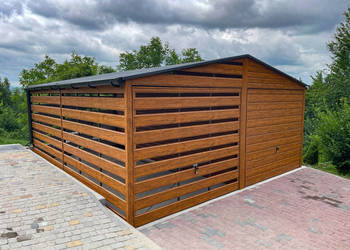 Blaszany garaż 6×6 m – złoty dąb jasny