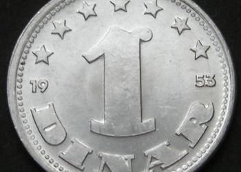 JUGOSŁAWIA 1 DINAR 1953 - STAN 2